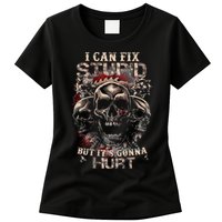 I Can Fix Stupid But Its Gonna Hurt Cool Skull Womens T-Shirt