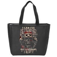I Can Fix Stupid But Its Gonna Hurt Cool Skull Zip Tote Bag