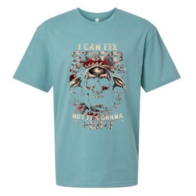 I Can Fix Stupid But Its Gonna Hurt Cool Skull Sueded Cloud Jersey T-Shirt