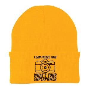 I Can Freeze Time Superpower Photographer Camera Photography Cool Gift Knit Cap Winter Beanie