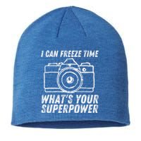 I Can Freeze Time Superpower Photographer Camera Photography Cool Gift Sustainable Beanie