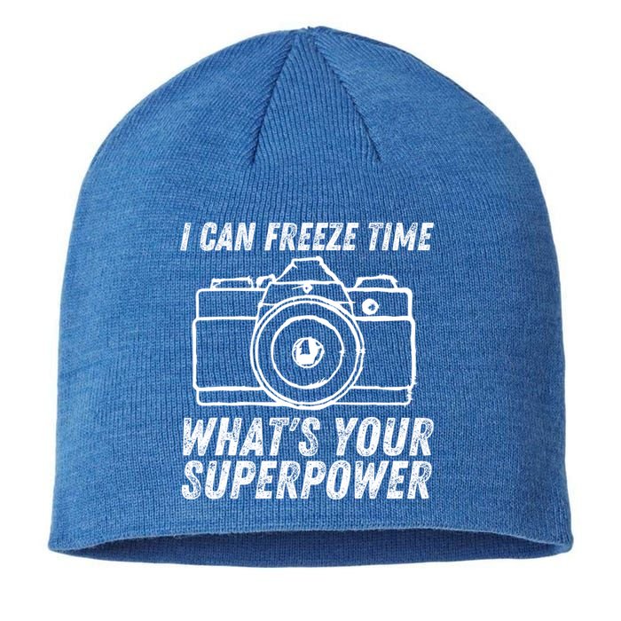 I Can Freeze Time Superpower Photographer Camera Photography Cool Gift Sustainable Beanie