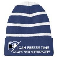 I Can Freeze Time What's Your Superpower Striped Beanie with Solid Band