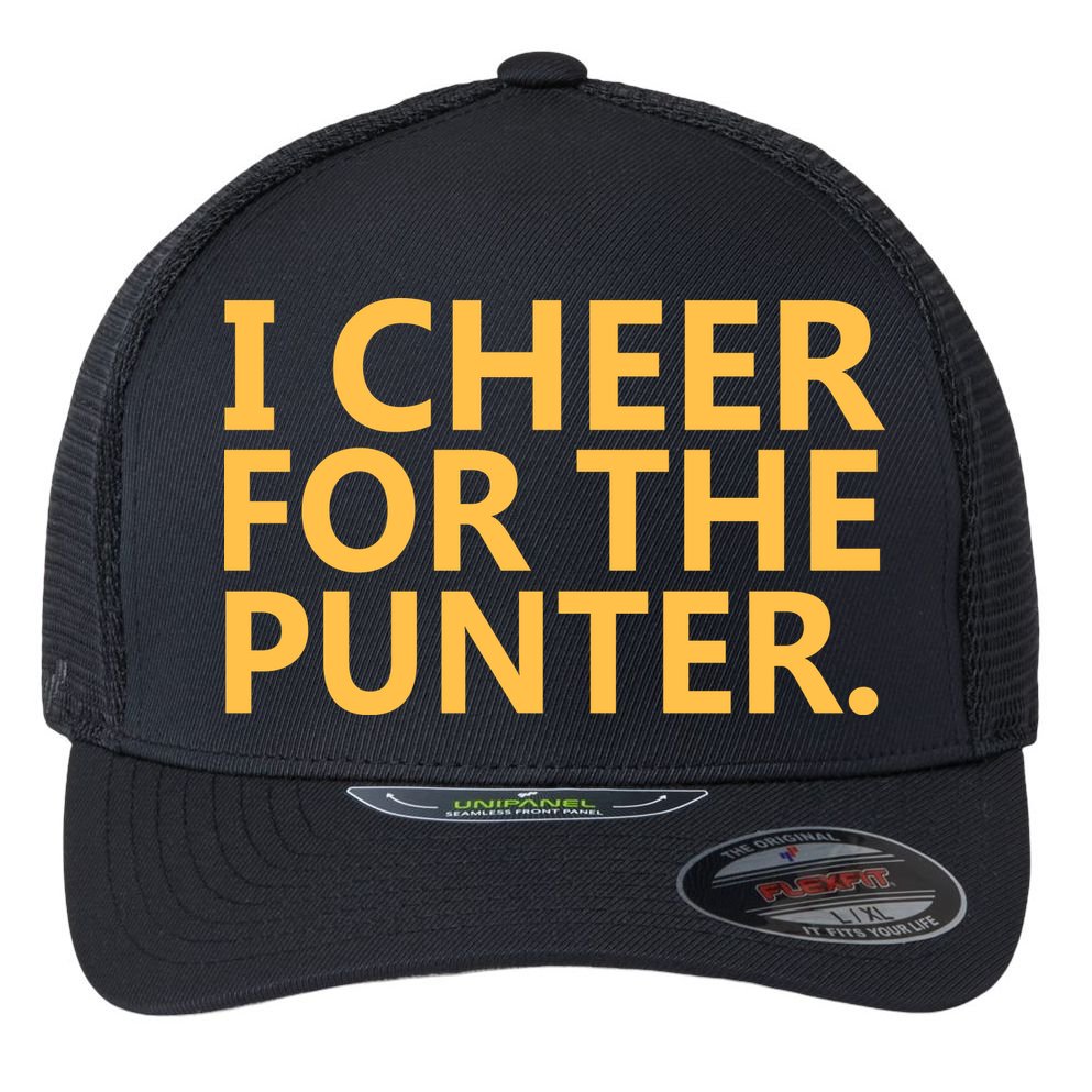 I Cheer For The Punter Iowa Flexfit Unipanel Trucker Cap