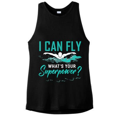 I Can Fly Whats Your Superpower Swimmer Tee Swimming Ladies PosiCharge Tri-Blend Wicking Tank