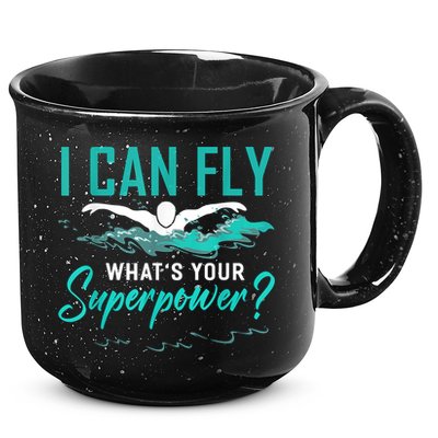I Can Fly Whats Your Superpower Swimmer Tee Swimming 15oz Campfire Ceramic Mug