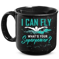 I Can Fly Whats Your Superpower Swimmer Tee Swimming 15oz Campfire Ceramic Mug