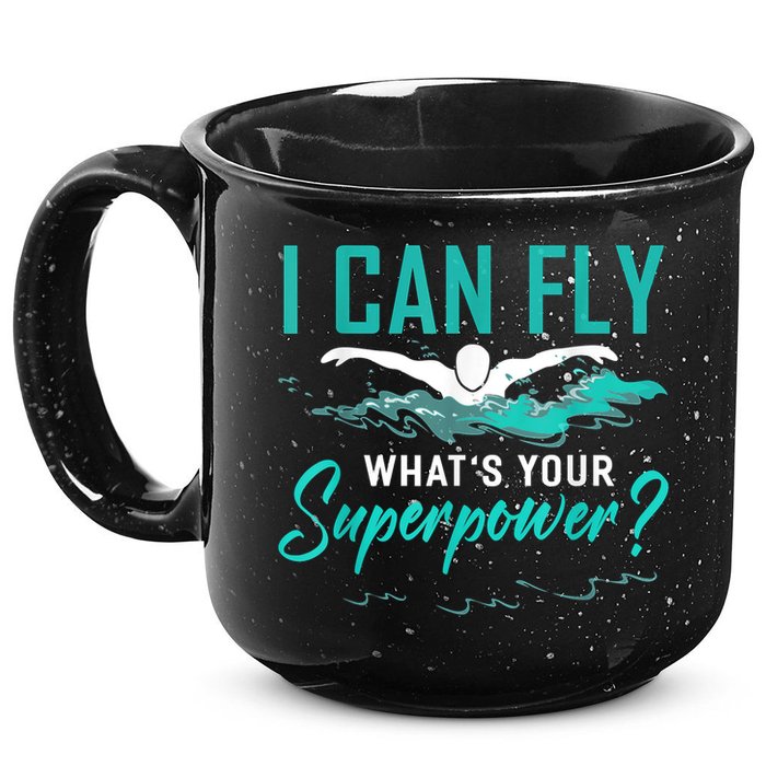 I Can Fly Whats Your Superpower Swimmer Tee Swimming 15oz Campfire Ceramic Mug