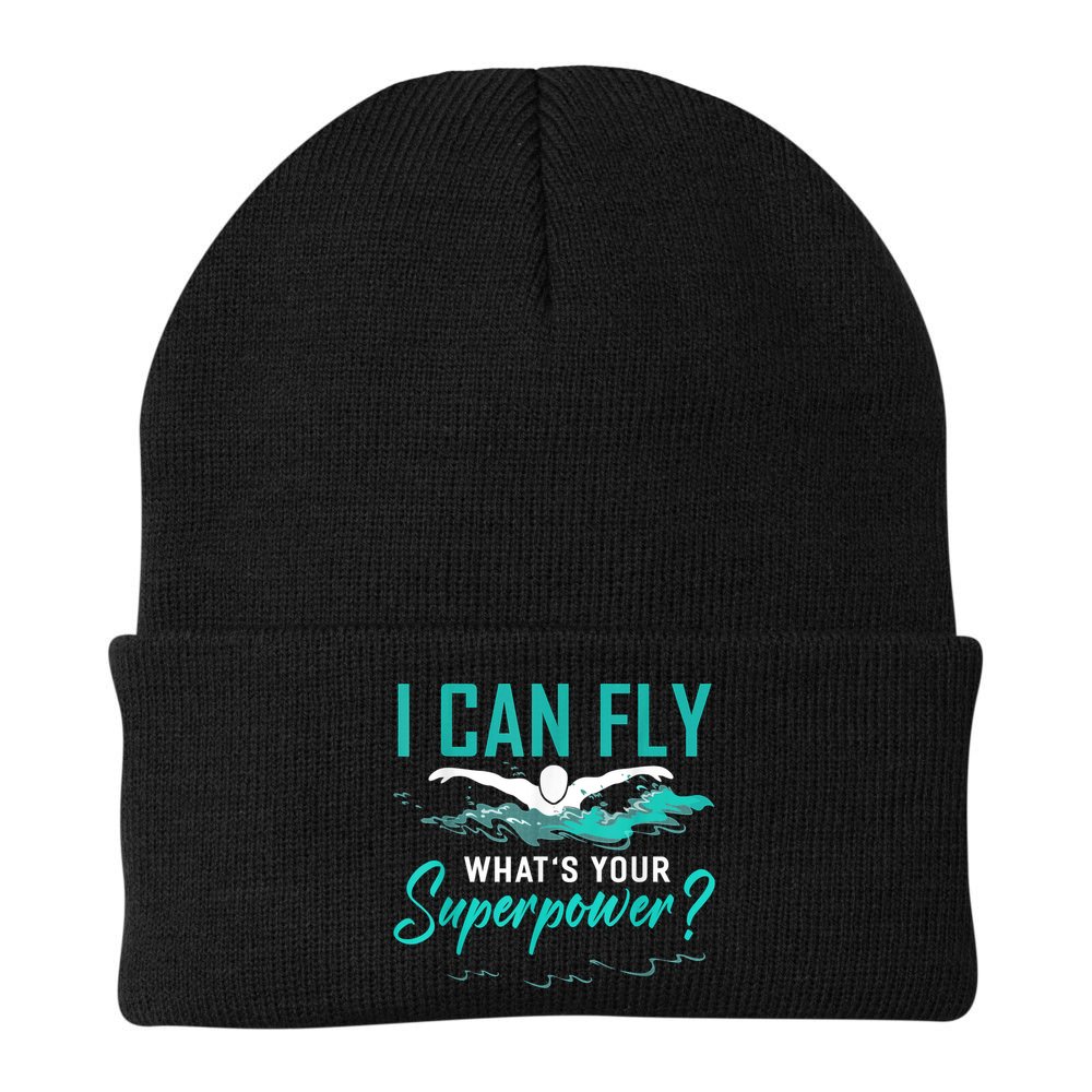 I Can Fly Whats Your Superpower Swimmer Tee Swimming Beanie