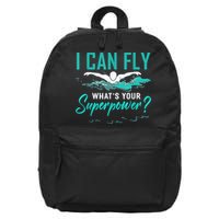 I Can Fly Whats Your Superpower Swimmer Tee Swimming 16 in Basic Backpack
