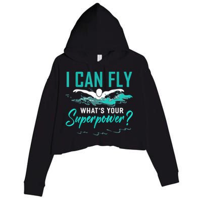 I Can Fly Whats Your Superpower Swimmer Tee Swimming Crop Fleece Hoodie