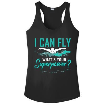 I Can Fly Whats Your Superpower Swimmer Tee Swimming Ladies PosiCharge Competitor Racerback Tank
