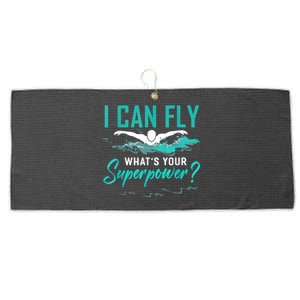 I Can Fly Whats Your Superpower Swimmer Tee Swimming Large Microfiber Waffle Golf Towel