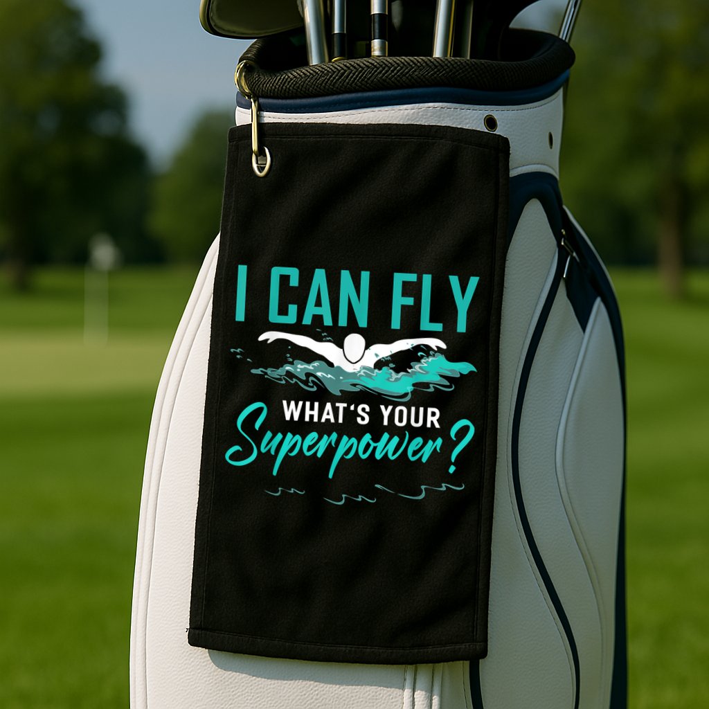 I Can Fly Whats Your Superpower Swimmer Tee Swimming Golf Towel