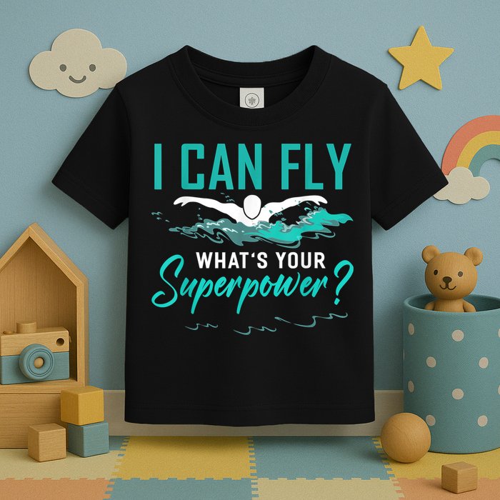 I Can Fly Whats Your Superpower Swimmer Tee Swimming Toddler T-Shirt