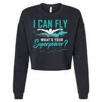 I Can Fly Whats Your Superpower Swimmer Tee Swimming Cropped Pullover Crew