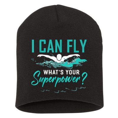 I Can Fly Whats Your Superpower Swimmer Tee Swimming Short Acrylic Beanie