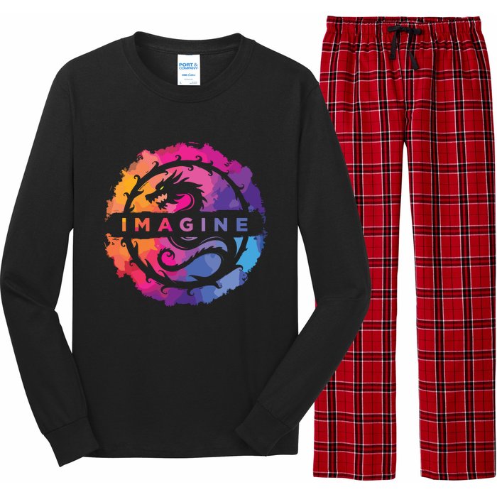 Imagine Colorful Fantasy Retro Dragon Long Sleeve Pajama Set