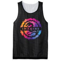 Imagine Colorful Fantasy Retro Dragon Mesh Reversible Basketball Jersey Tank