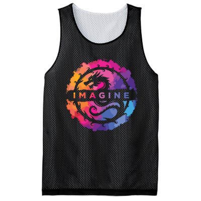 Imagine Colorful Fantasy Retro Dragon Mesh Reversible Basketball Jersey Tank