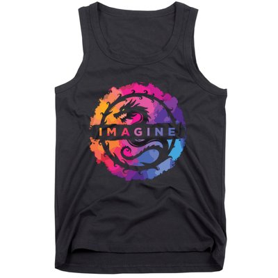 Imagine Colorful Fantasy Retro Dragon Tank Top