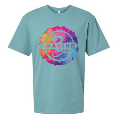 Imagine Colorful Fantasy Retro Dragon Sueded Cloud Jersey T-Shirt