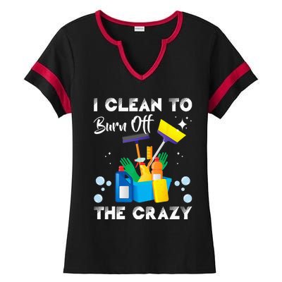 I Clean Funny Housekeeping Housekeeper Cleaner Graphic Ladies Halftime Notch Neck Tee