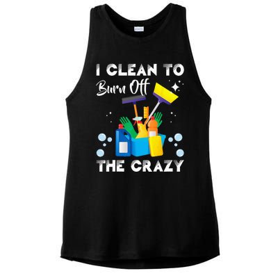 I Clean Funny Housekeeping Housekeeper Cleaner Graphic Ladies PosiCharge Tri-Blend Wicking Tank