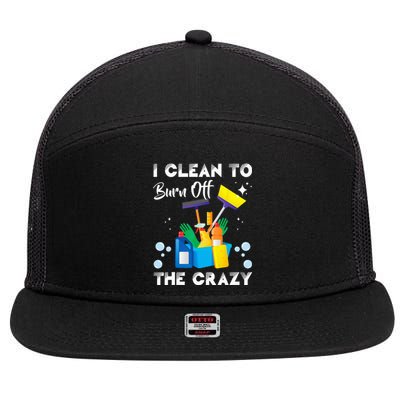 I Clean Funny Housekeeping Housekeeper Cleaner Graphic 7 Panel Mesh Trucker Snapback Hat