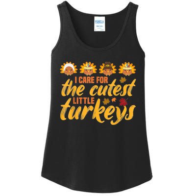 I Care For The Cutest Turkeys Nicu Nurse Thanksgiving Ladies Essential Tank