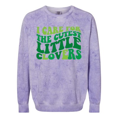 I Care For Cutest Clovers Nurse St Patricks Day Colorblast Crewneck Sweatshirt