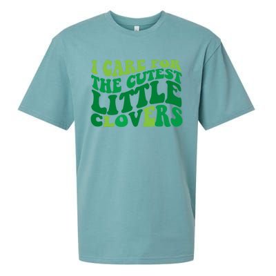 I Care For Cutest Clovers Nurse St Patricks Day Sueded Cloud Jersey T-Shirt