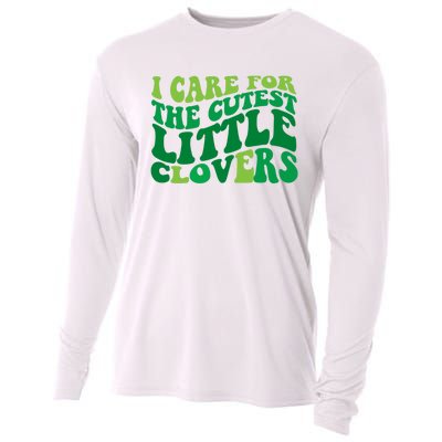 I Care For Cutest Clovers Nurse St Patricks Day Cooling Performance Long Sleeve Crew