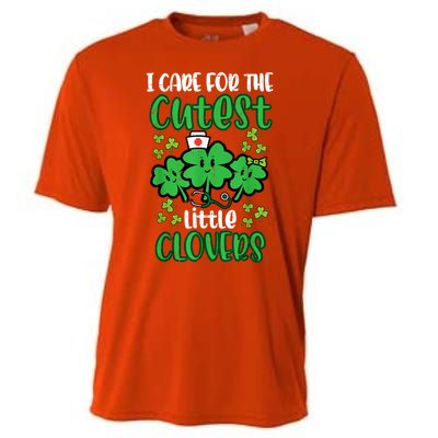 I Care For Cutest Clovers Nurse St Patricks Day Cooling Performance Crew T-Shirt