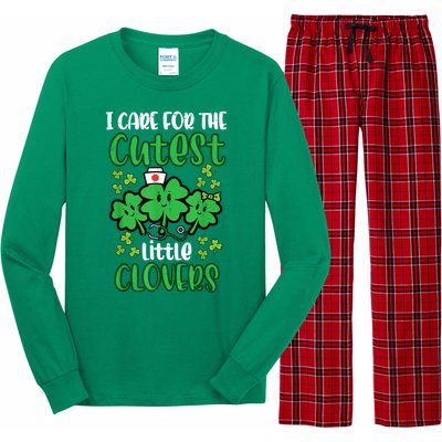 I Care For Cutest Clovers Nurse St Patricks Day Long Sleeve Pajama Set