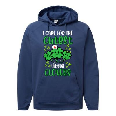 I Care For Cutest Clovers Nurse St Patricks Day Performance Fleece Hoodie