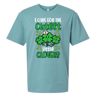 I Care For Cutest Clovers Nurse St Patricks Day Sueded Cloud Jersey T-Shirt