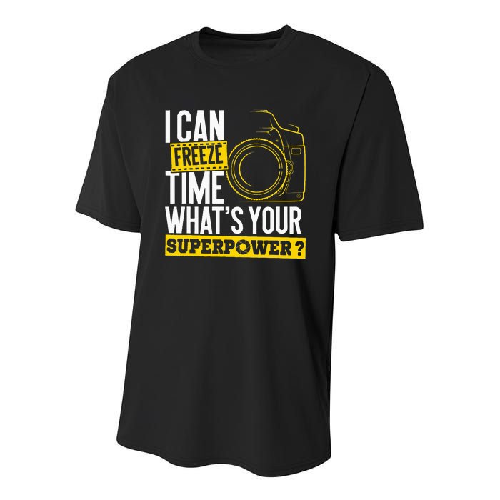 I Can Freeze Time Superpower Photographer Camera Youth Performance Sprint T-Shirt