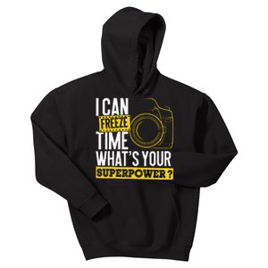 I Can Freeze Time Superpower Photographer Camera Kids Hoodie