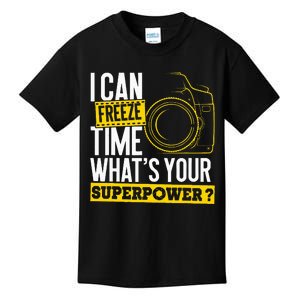 I Can Freeze Time Superpower Photographer Camera Kids T-Shirt