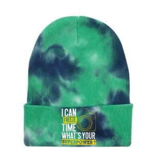 I Can Freeze Time Superpower Photographer Camera Tie Dye 12in Knit Beanie