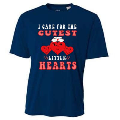 I Care For The Cutest Little Hearts Groovy Nurse Valentines Cooling Performance Crew T-Shirt