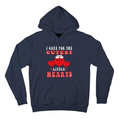 I Care For The Cutest Little Hearts Groovy Nurse Valentines Hoodie