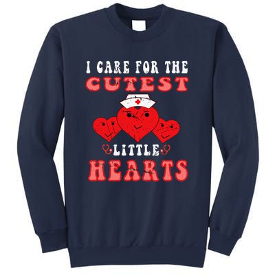 I Care For The Cutest Little Hearts Groovy Nurse Valentines Sweatshirt