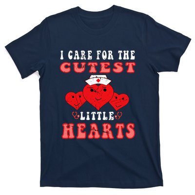 I Care For The Cutest Little Hearts Groovy Nurse Valentines T-Shirt