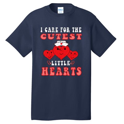 I Care For The Cutest Little Hearts Groovy Nurse Valentines Tall T-Shirt