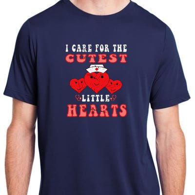 I Care For The Cutest Little Hearts Groovy Nurse Valentines Adult ChromaSoft Performance T-Shirt