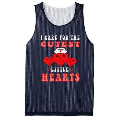 I Care For The Cutest Little Hearts Groovy Nurse Valentines Mesh Reversible Basketball Jersey Tank