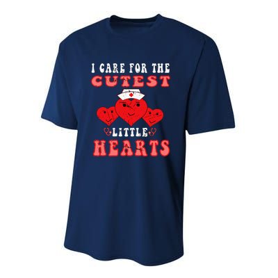 I Care For The Cutest Little Hearts Groovy Nurse Valentines Performance Sprint T-Shirt