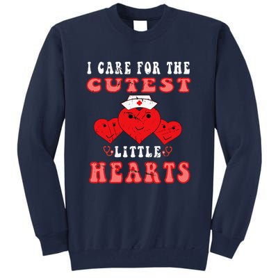 I Care For The Cutest Little Hearts Groovy Nurse Valentines Tall Sweatshirt